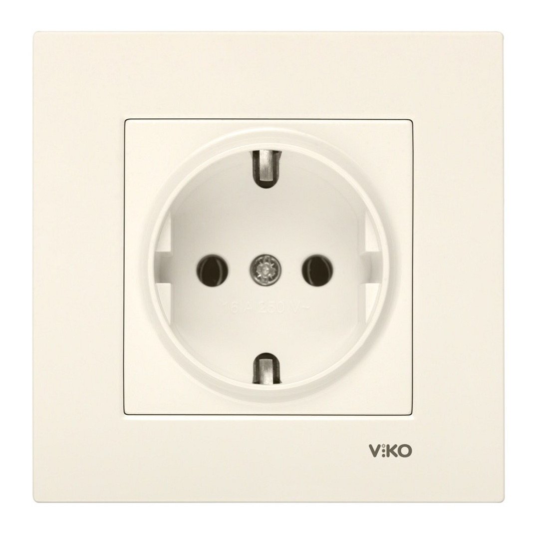 VİKO Karre/Meridian 90967208 Topraklı Priz [Krem]