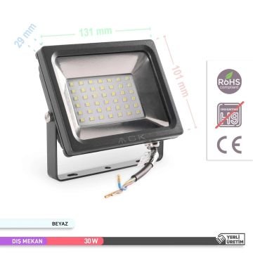 ACK AT61-03032 30 Watt LED Projektör - Beyaz Işık (6500K)