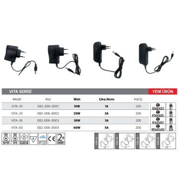 HOROZ 082-006-0004 60 Watt 5 Amper Fişli Adaptör