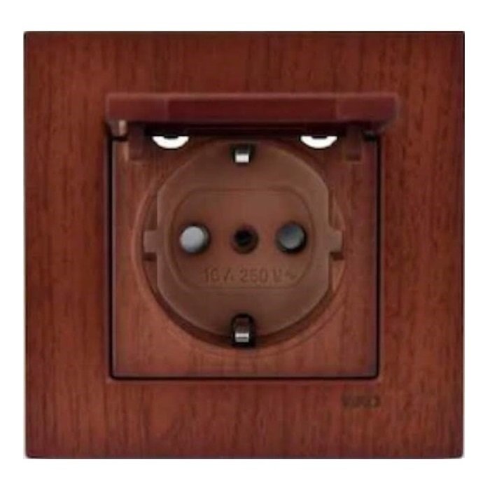 VİKO Novella/Trenda 92615012 Çocuk Korumalı Kapaklı Topraklı Priz Kapağı [Kiraz]