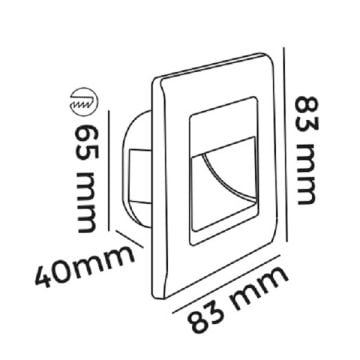 MOLLED MOL9011 1 Watt Gri Kare Sıva Altı LED Merdiven Armatürü - Plastik - Gün Işığı (3000K)