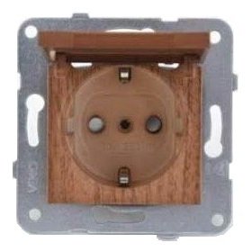 VİKO Novella/Trenda 92615112 Çocuk Korumalı Kapaklı Topraklı Priz Kapağı [Ceviz]