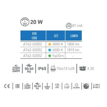 ACK AT62-02032 20 Watt LED Projektör - Beyaz Işık (6500K)