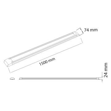 HOROZ 052-005-0150 TETRA/SQ 72 Watt 150 cm Prizmatik Camlı LED Bant Armatür