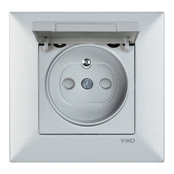 VİKO Novella/Trenda 92605070 Çocuk Korumalı Kapaklı UPS Priz Kapağı [Gümüş]