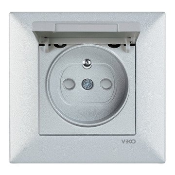 VİKO Novella/Trenda 92605070 Çocuk Korumalı Kapaklı UPS Priz Kapağı [Gümüş]