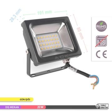 ACK AT61-02002 20 Watt LED Projektör - Gün Işığı (3000K)
