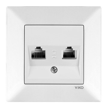 VİKO Karre/Meridian 90967035 Data-Nümeris-Telefon Prizi (RJ45 CAT5E - RJ11) [Beyaz]