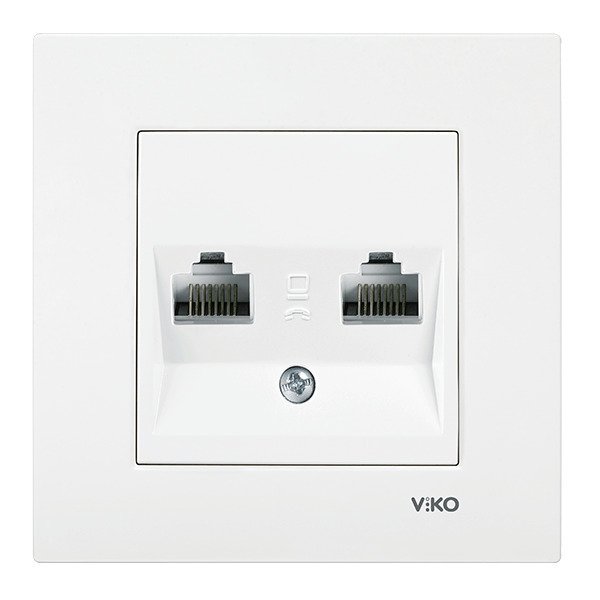 VİKO Karre/Meridian 90967035 Data-Nümeris-Telefon Prizi (RJ45 CAT5E - RJ11) [Beyaz]