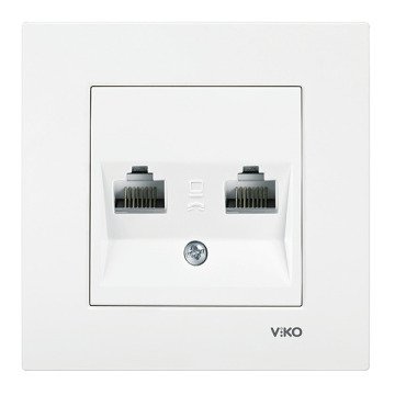 VİKO Karre/Meridian 90967035 Data-Nümeris-Telefon Prizi (RJ45 CAT5E - RJ11) [Beyaz]