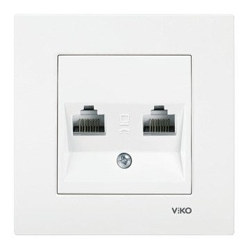 VİKO Karre/Meridian 90967081 Data-Nümeris-Telefon Prizi (RJ45 CAT6 - RJ11) [Beyaz]