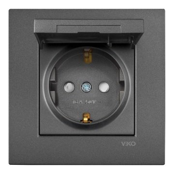 VİKO Novella/Trenda 92605470 Çocuk Korumalı Kapaklı UPS Priz Kapağı [Füme]