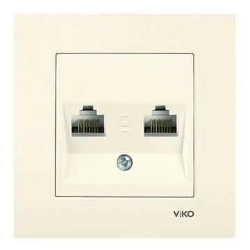 VİKO Karre/Meridian 90967281 Data-Nümeris-Telefon Prizi (RJ45 CAT6 - RJ11) [Krem]