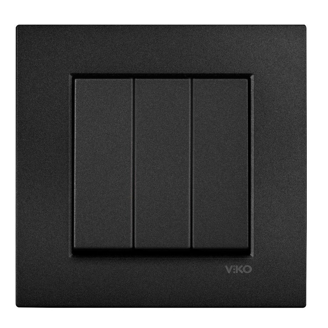 VİKO Novella/Trenda 92605568 Üçlü Anahtar Düğmesi [Siyah]