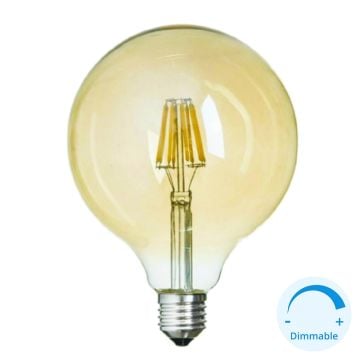 K2 GLOBAL KES634 8 Watt G125 Dimli LED Rustik Glop Ampul - Sarı Işık (2700K)