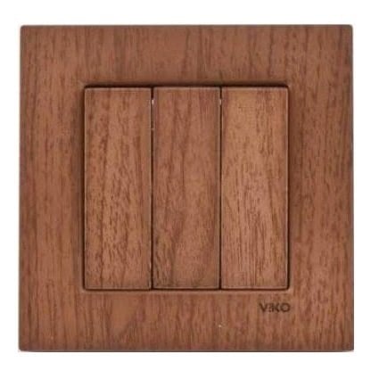 VİKO Novella/Trenda 92615168 Üçlü Anahtar Düğmesi [Ceviz]