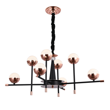 CL-578-8 Sekizli Siyah-Rose Bakır Modern LED Avize