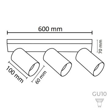 NOAS YL60-9170 MİLANO Siyah-Bakır Üçlü Sıva Üstü Silindir Spot Kasası
