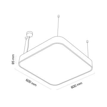GOYA GY 8115-60 Siyah/Beyaz Kasa 73 Watt 60x60 cm Sıva Üstü Lineer Armatür