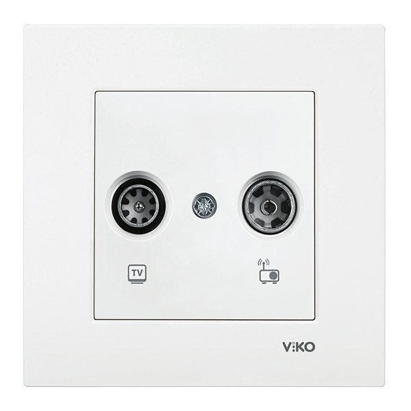 VİKO Karre/Meridian 90967022-24 TV-Radyo Prizi (12dB - Geçişli) [Beyaz]
