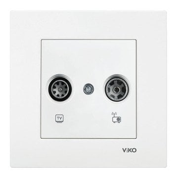 VİKO Karre/Meridian 90967022-24 TV-Radyo Prizi (12dB - Geçişli) [Beyaz]