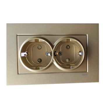 VİKO Novella/Trenda 92605258 Çocuk Korumalı Topraklı İkili Priz Kapağı [Bronz]