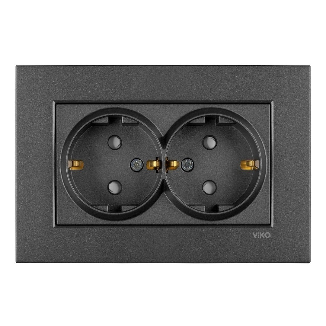 VİKO Novella/Trenda 92605458 Çocuk Korumalı Topraklı İkili Priz Kapağı [Füme]
