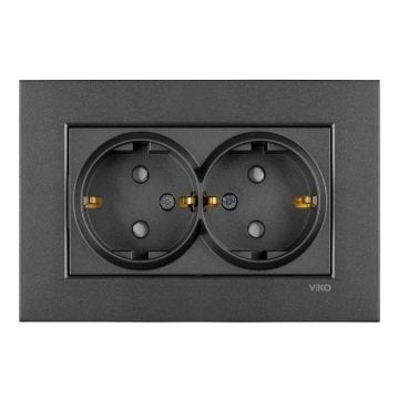 VİKO Novella/Trenda 92605458 Çocuk Korumalı Topraklı İkili Priz Kapağı [Füme]