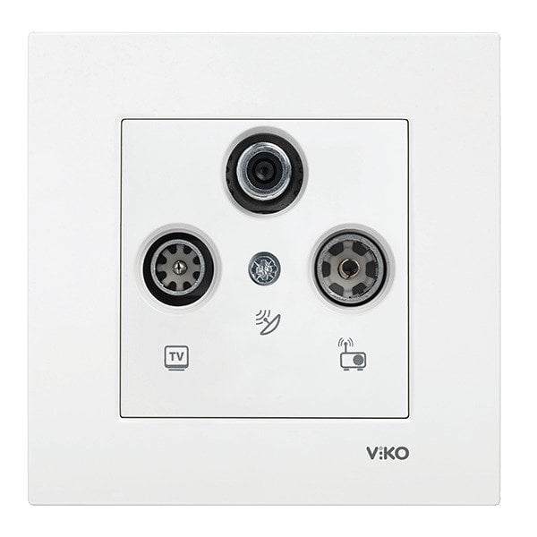 VİKO Karre/Meridian 90967052 Uydu Prizi (SAT-TV-RAD - 13dB - Geçişli) [Beyaz]