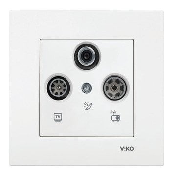 VİKO Karre/Meridian 90967052 Uydu Prizi (SAT-TV-RAD - 13dB - Geçişli) [Beyaz]