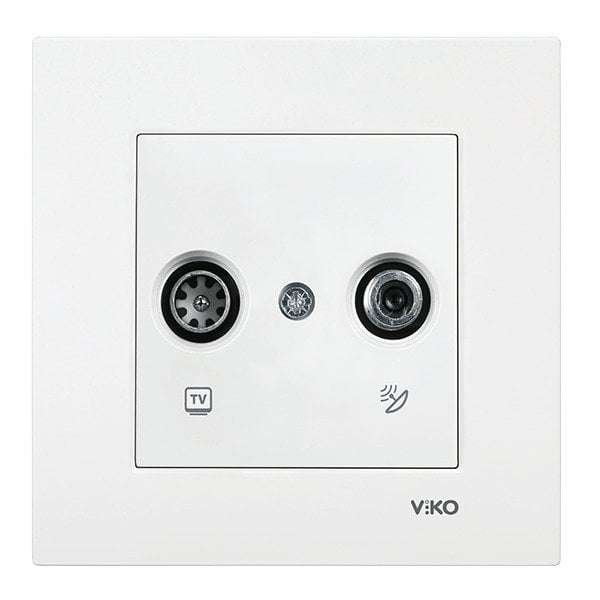 VİKO Karre/Meridian 90967086-87 Uydu Prizi (TV-SAT - 8-11dB - Geçişli) [Beyaz]
