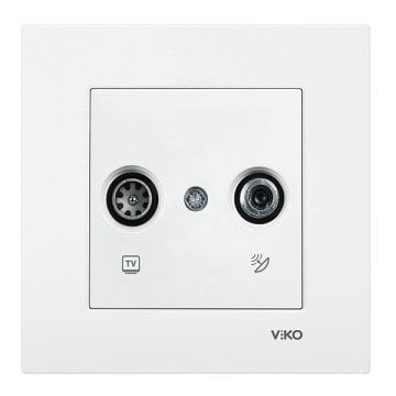 VİKO Karre/Meridian 90967086-87 Uydu Prizi (TV-SAT - 8-11dB - Geçişli) [Beyaz]
