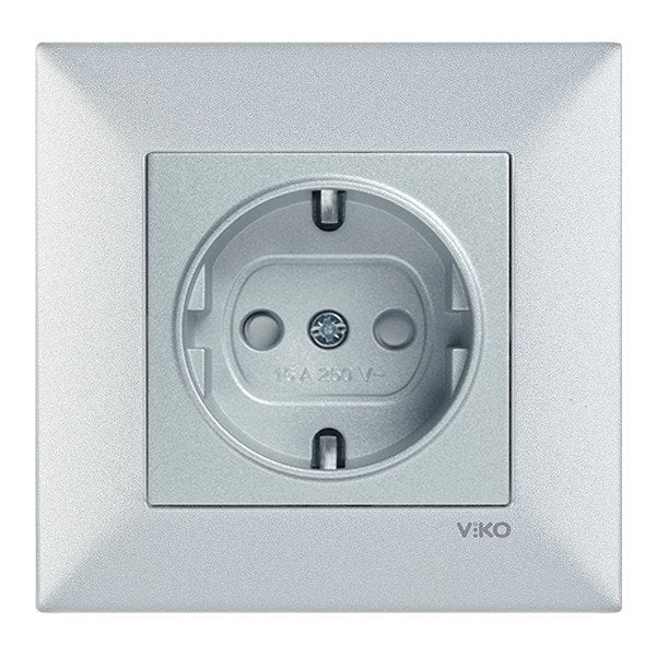 VİKO Novella/Trenda 92605042 Çocuk Korumalı Topraklı Priz Kapağı [Gümüş]