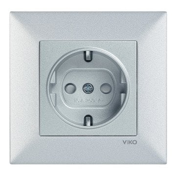 VİKO Novella/Trenda 92605042 Çocuk Korumalı Topraklı Priz Kapağı [Gümüş]