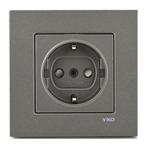 VİKO Novella/Trenda 92605342 Çocuk Korumalı Topraklı Priz Kapağı [Antrasit]