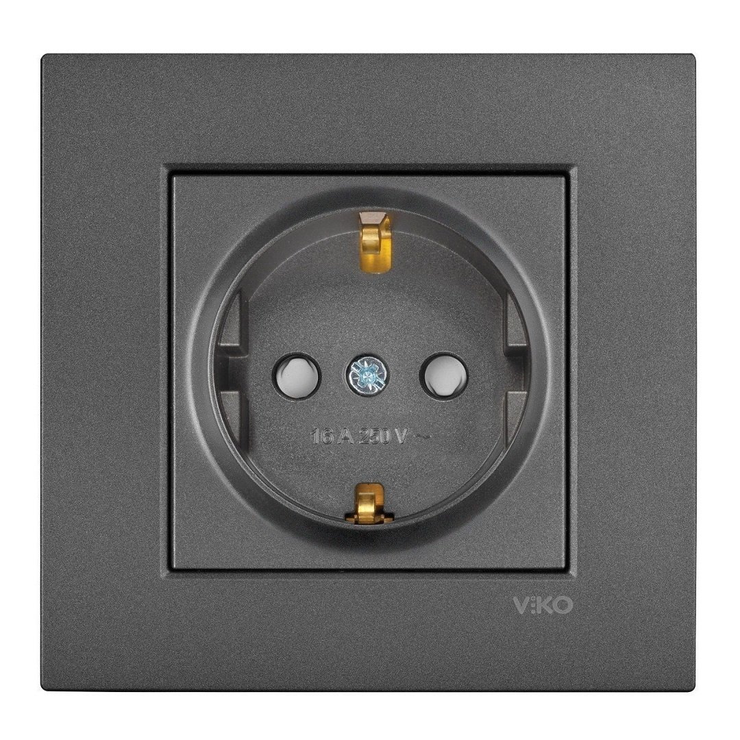 VİKO Novella/Trenda 92605442 Çocuk Korumalı Topraklı Priz Kapağı [Füme]