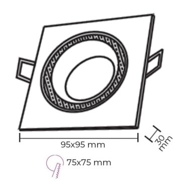 NOAS YL60-1321 İDİL Sıva Altı Beyaz-Siyah Kare Spot Kasası (Metal)