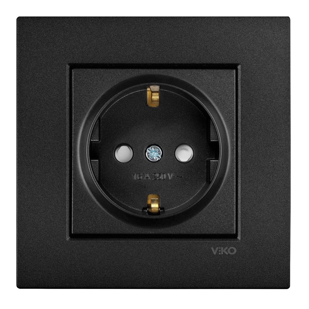 VİKO Novella/Trenda 92605542 Çocuk Korumalı Topraklı Priz Kapağı [Siyah]
