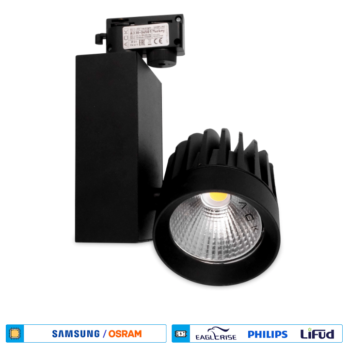 ACK AD30-04531 30 Watt Siyah Kasa LED Ray Spot - OSRAM LED & OSRAM/PHILIPS Driver - Beyaz Işık (6500K)