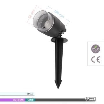 ACK AG56-01050 Şeffaf Reflektörlü Kazıklı Çim Armatürü (GU10 Duylu - PC Gövde)