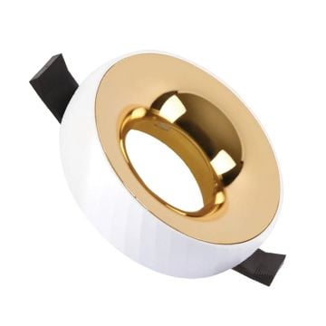 ACK AH03-04124 Beyaz-Gold Sıva Altı Yuvarlak Spot Kasası - Metal