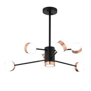 CL-598-6 Altılı Siyah-Rose Bakır LED Avize