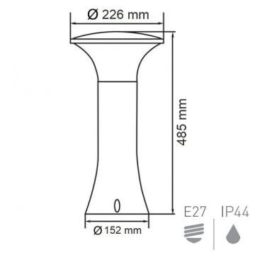 HOROZ 400-000-142 PAPATYA 50 cm Siyah Bollard Armatür (Plastik Kasa)