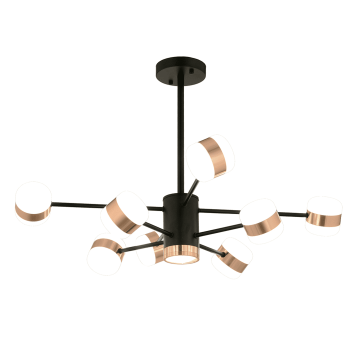 CL-598-8 Sekizli Siyah-Rose Bakır LED Avize