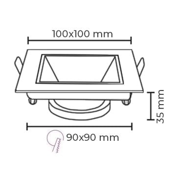 NOAS YL60-3024 URAL Sıva Altı Siyah-Mat Gold Kare Spot Kasası (Metal)