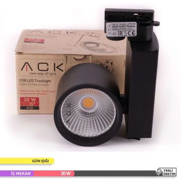 ACK AD30-04001 30 Watt Siyah Kasa LED Ray Spot - OSRAM LED & OSRAM/PHILIPS Driver - Gün Işığı (3000K)