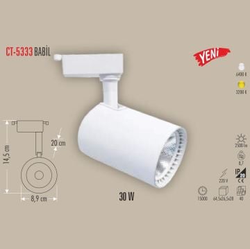 CATA CT-5333 Babil Beyaz 30 Watt LED Ray Spot