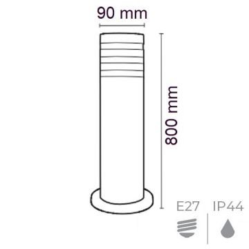 HOROZ 075-018-0004 PALMERA 80 cm Siyah Bollard Armatür (Metal Kasa)