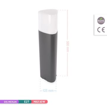 ACK AG36-00042 Hera 50 cm Bollard Armatür (Metal Gövde - E27 Duylu)