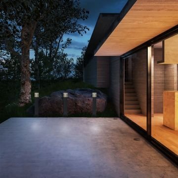 HOROZ 075-017-0003 PALMERA 50 cm Siyah Bollard Armatür (Metal Kasa)